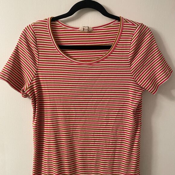 Madewell Short Sleeve Ribbed Striped Mini T-Shirt Dress Small - Picture 3 of 11